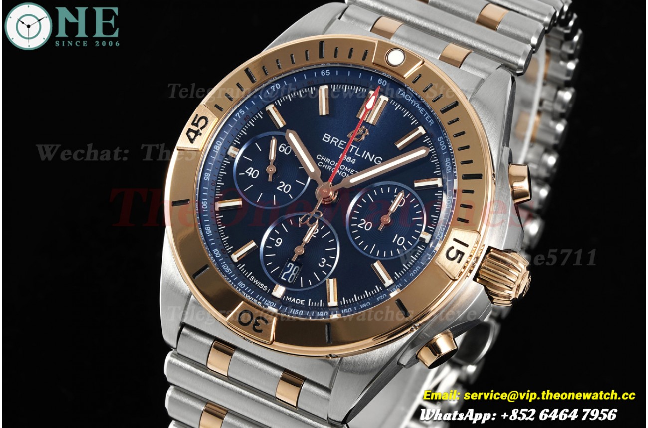 Chronomat B01 42MM SS/RG Blue/Stk BLF A7750