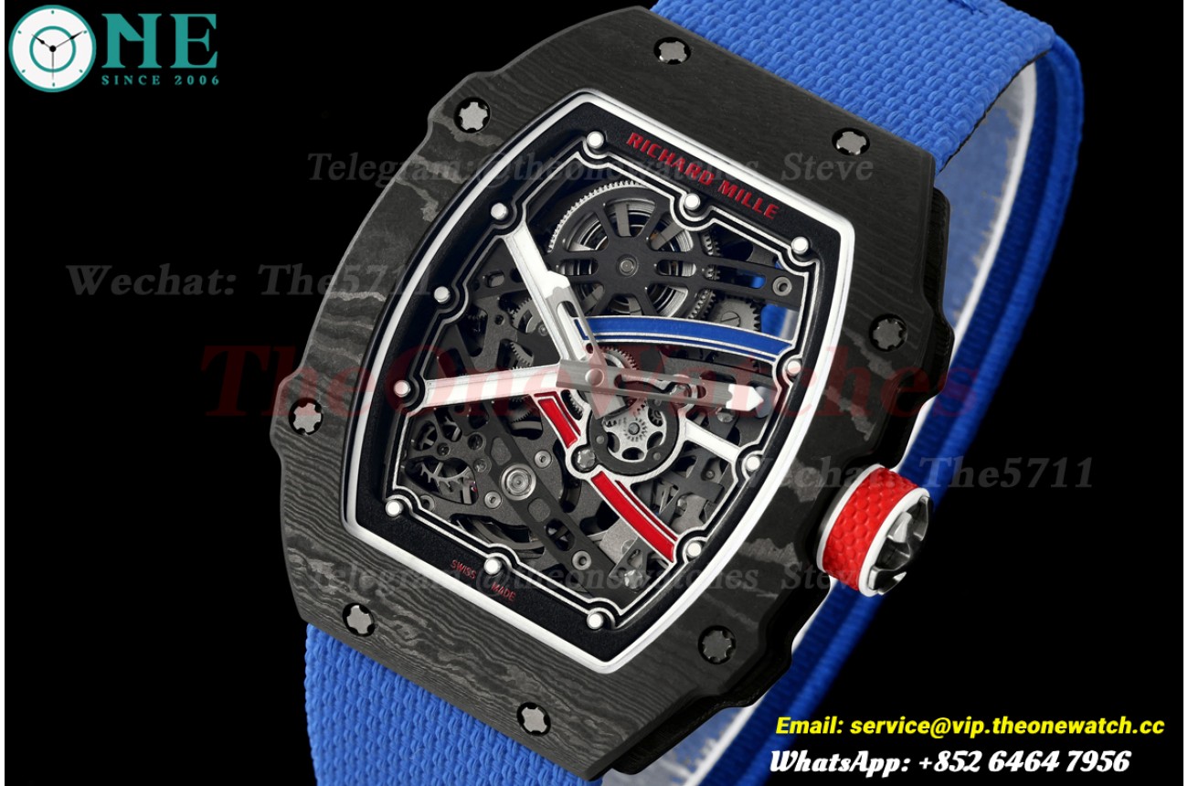 RM67-02 Black NTPT Skeleton Dial on Blue Elastic Strap UMI V2 CRMA7