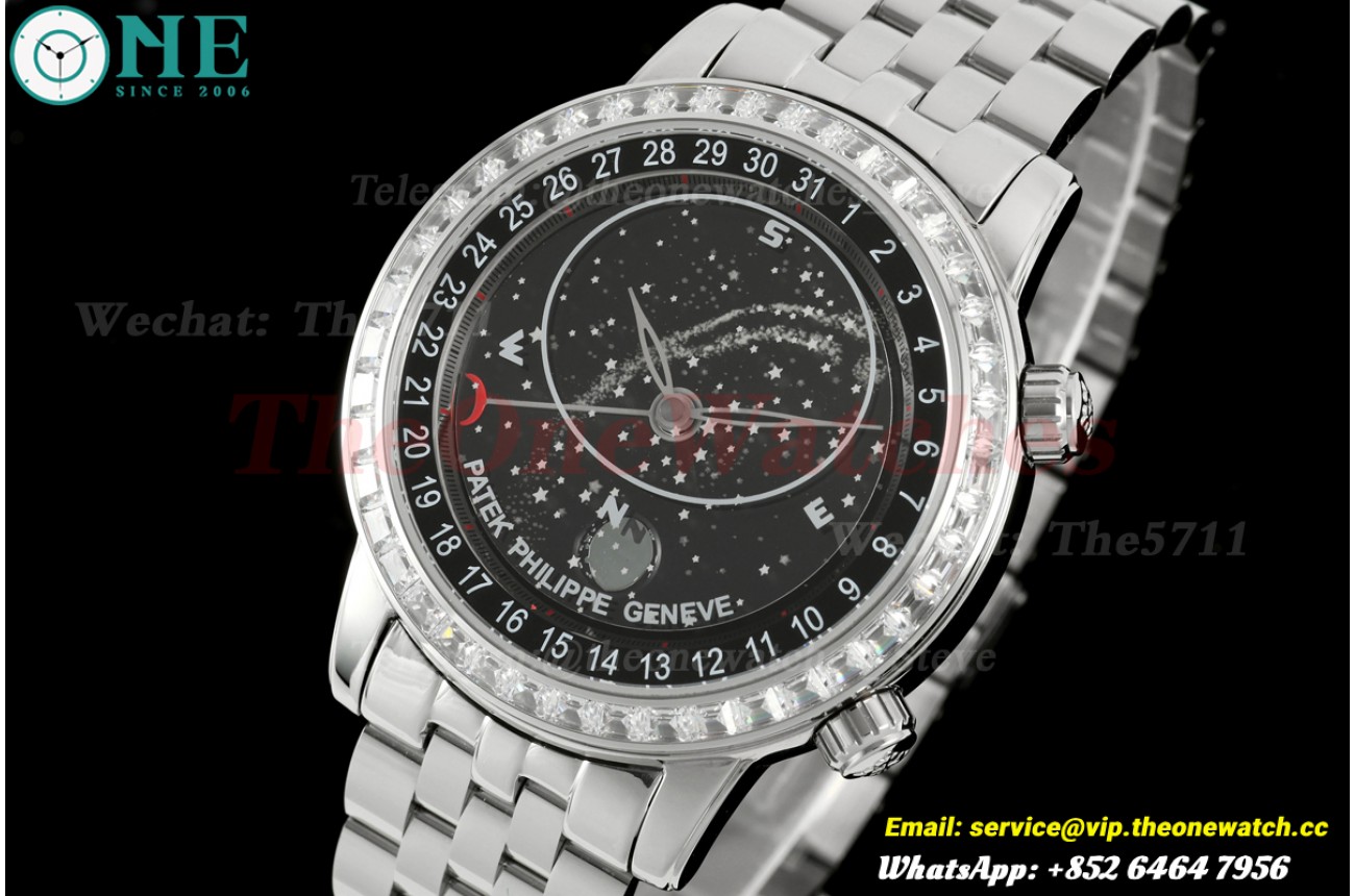 Celestial Sky Moon 6104G 43mm SS/SS Black Dial BLS A240