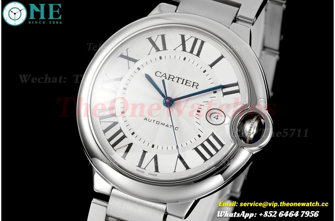 Ballon Bleu De Cartier 42mm White Textured Dial SS/SS V6F V8 A2824