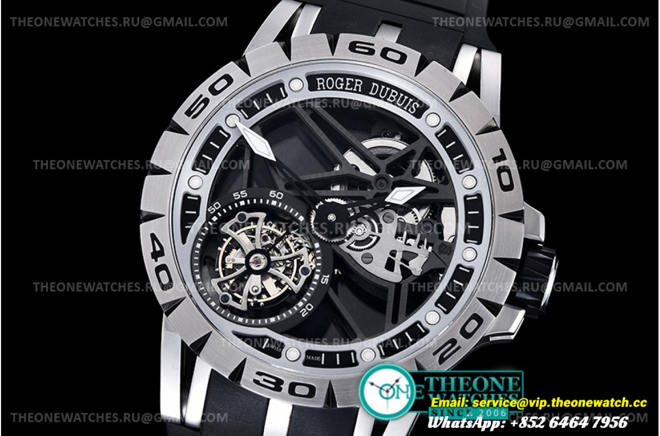 Roger Dubuis  - Excalibur Skele Flying Tourb RDDBEX0392 SS/RU Blk JBF