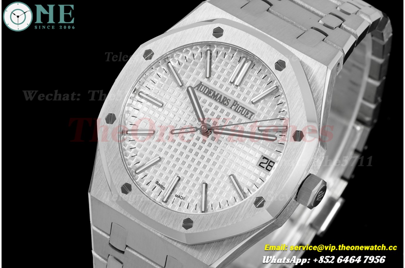 Royal Oak 41mm 15510 SS/SS Silver/Stk APSF SA4302 Super Clone (Free Sprung)