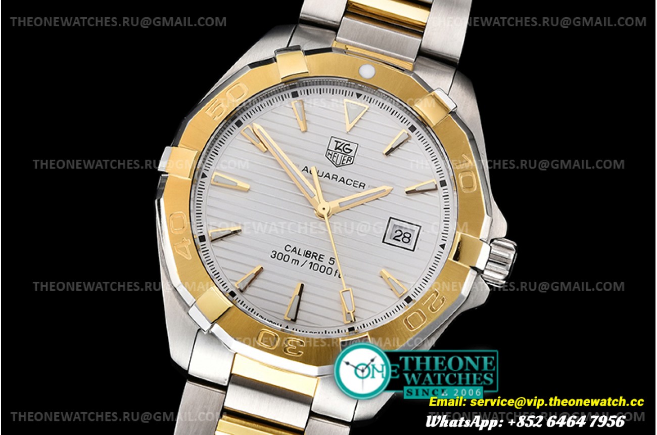 Tag Heuer - Aquaracer Caliber 5 43mm YG/SS White A8F VK Quartz