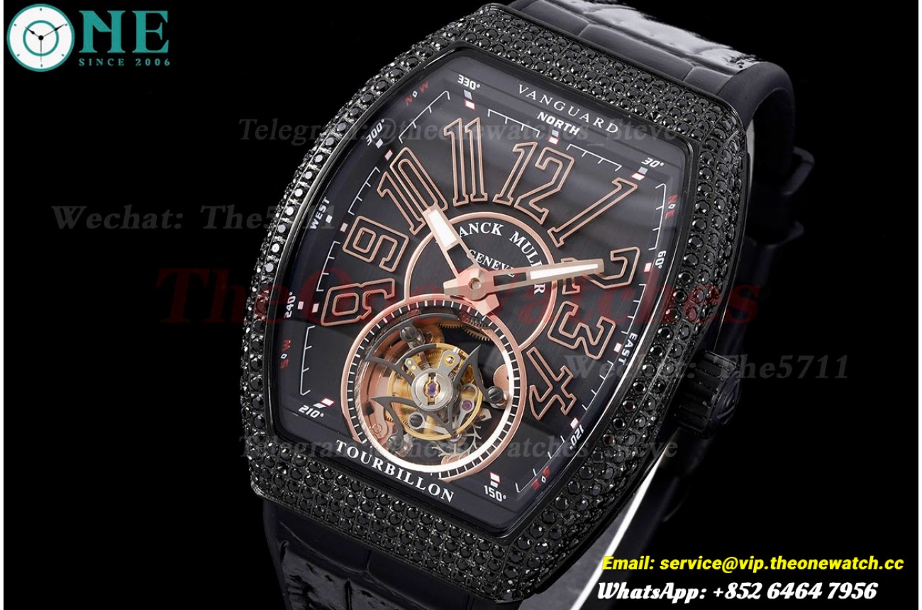 Vanguard Tourb Diam PVD/LE Black Dial RMSF Tourbillon