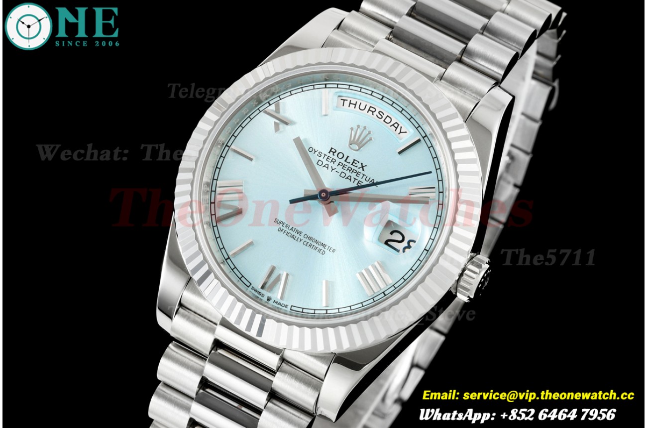 DayDate 228236 40mm SS/SS Ice Blue/Rmn RGF VR3255 (Weighted Approx.210g )