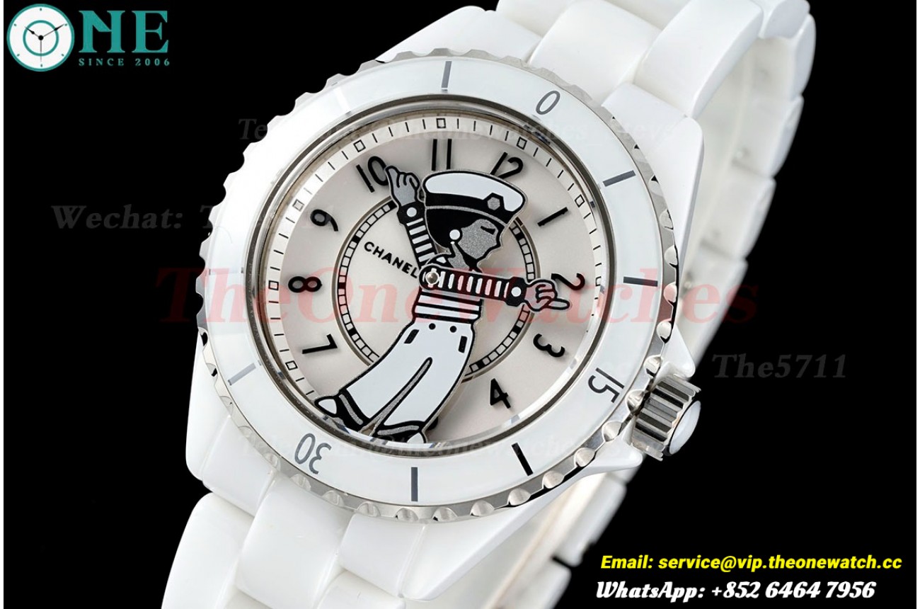 J12 38mm White Ceramic/Cer Doll Dial HTF A21.1