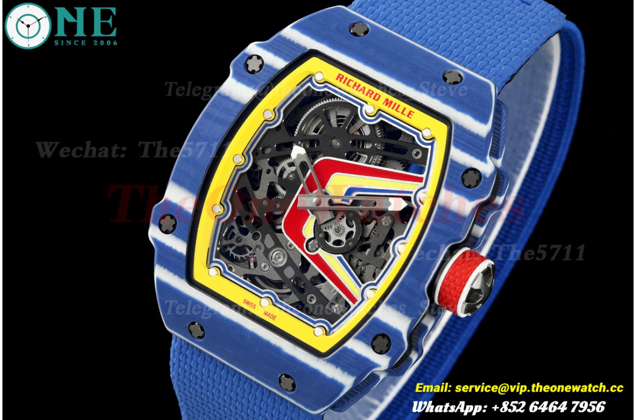 RM67-02 Red Blue Skeleton Dial on Blue Elastic Strap UMI V2 CRMA7