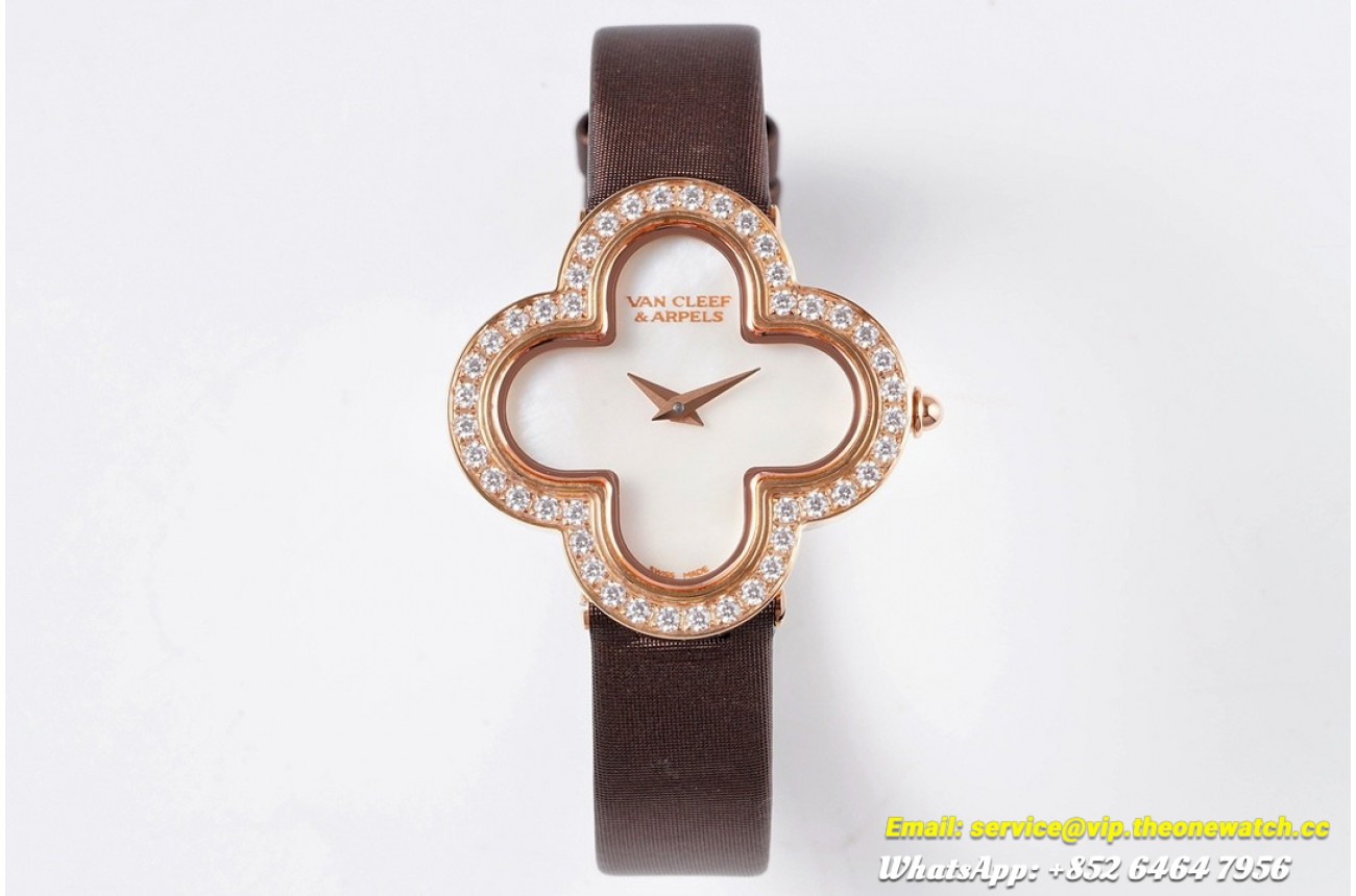Van CLeef & Arpels - Alhambra Ladies 30.2mm Dia Brown RG/SA Mop Dial BVF Quartz