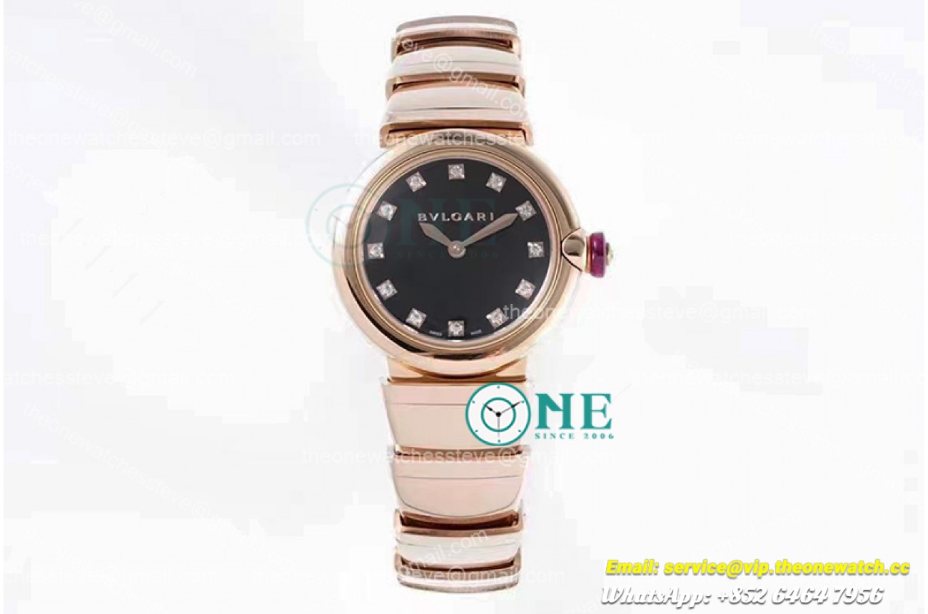 Bvlgari - Lvcea series 28mm RG/SS Black/Dia BVF Swiss Qua