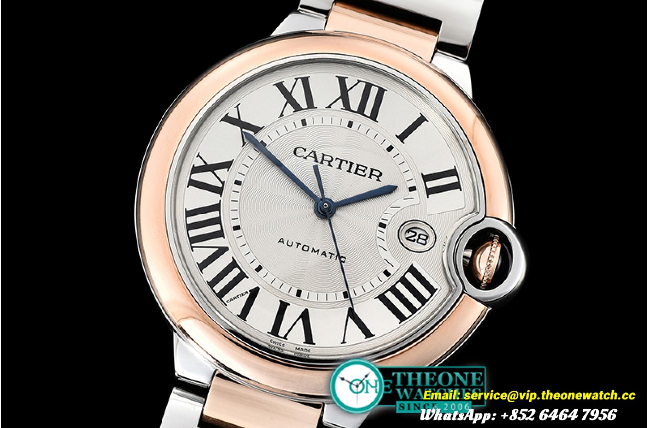 Cartier - Balon Bleu Mens 42mm RG/SS Wht V6F Asia 2824 Mod
