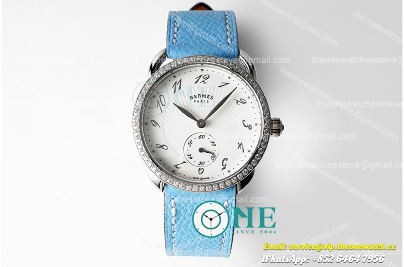 Hermes - Arceau Ladies SS /LE Blue White Num Swiss Qtz