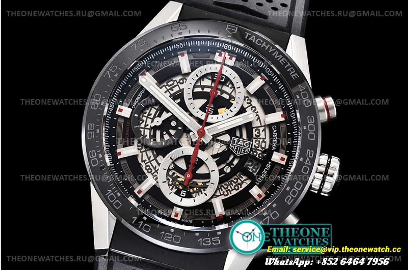 Tag Heuer - Carrera Cal. HEUER 01 43mm SS/RU Blk XF A1887 Chrono