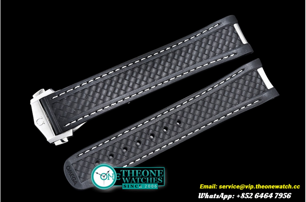 Omega - Black (Wht) Rubber Strap for 2018 Aqua Terra 41mm
