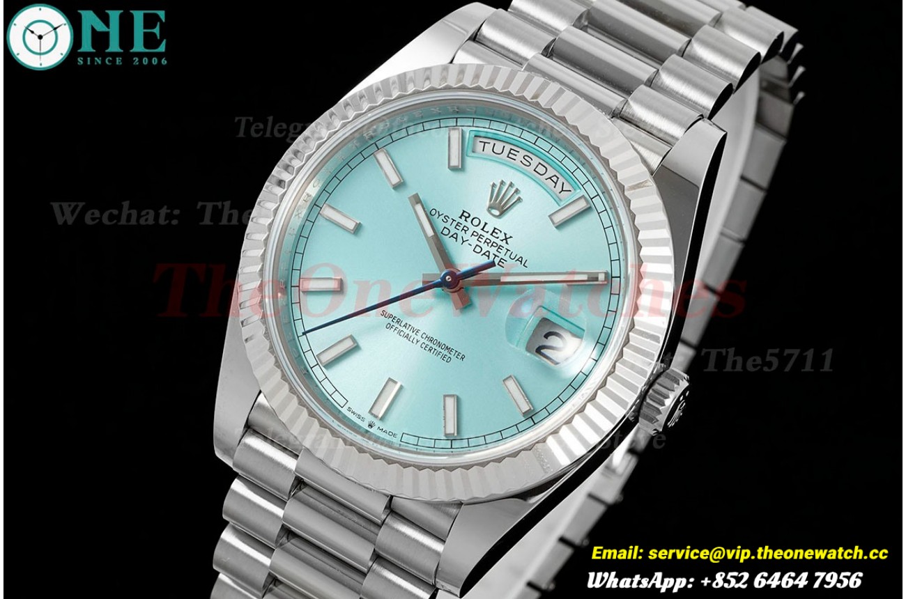 DayDate 228236 40mm Pres SS/SS Ice Blue/Stk ARF VR3255