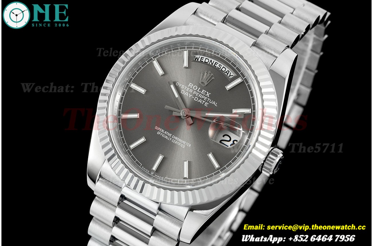 DayDate 228239 40mm SS/SS Grey/Rmn QF V8 SH3255 (Weighted Approx.190g)
