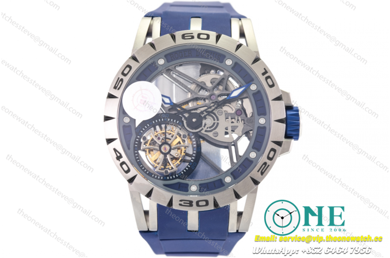 Roger Dubuis - Excalibur Spider Skele Flying Tourb TI/RU Blue JBF