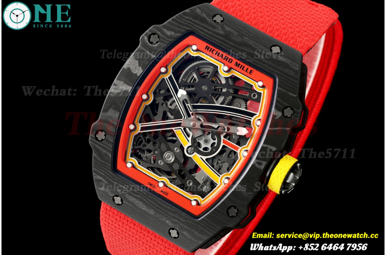 RM67-02 Black NTPT Red Skeleton Dial on Red Elastic Strap UMI V2 CRMA7
