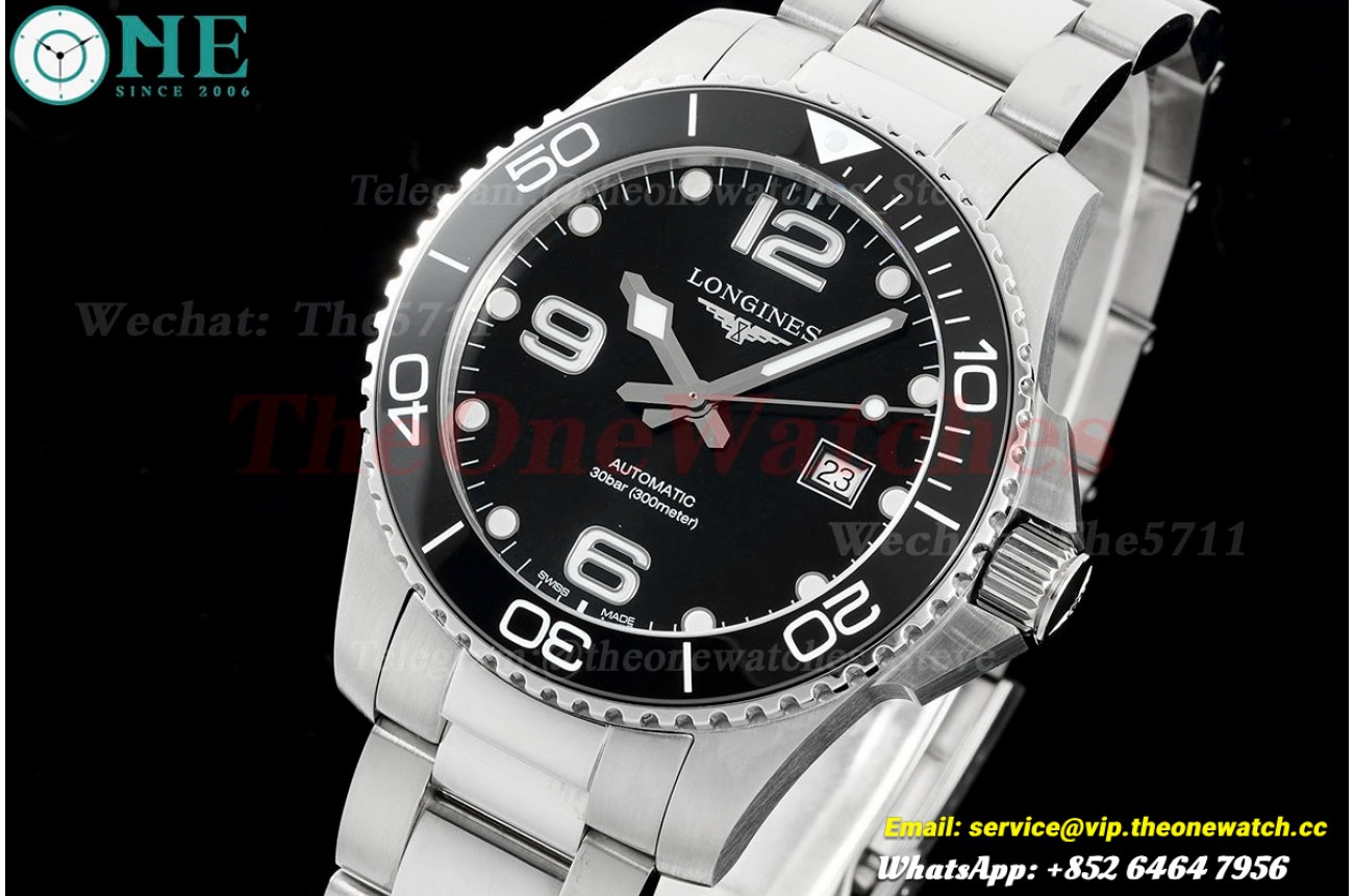 HydroConquest Mens 43mm SS/SS Black Dial XF A2892