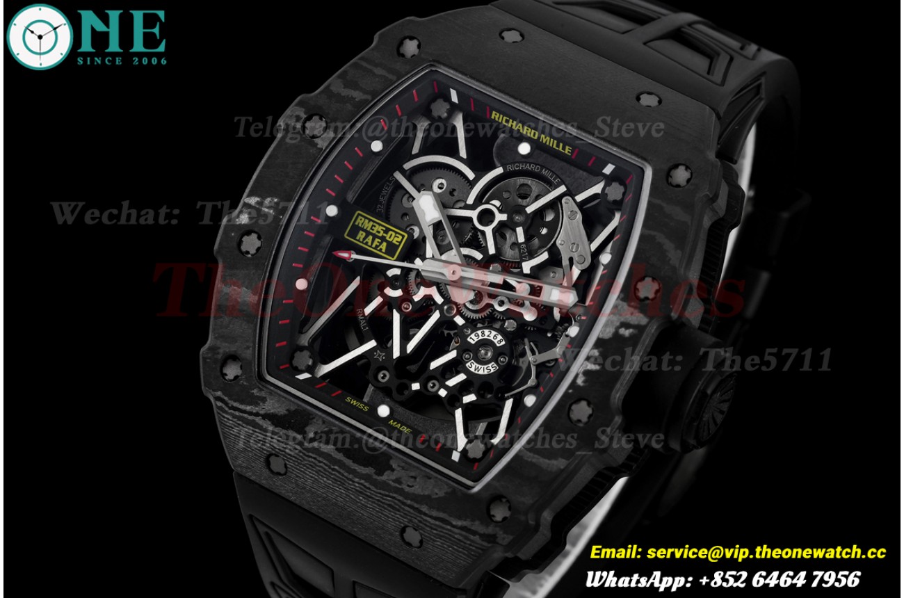 RM035-02 44.5mm Black NTPT/RU Skeleton Dial on Black Strap UMIF RMAL1 (Free Sprung)