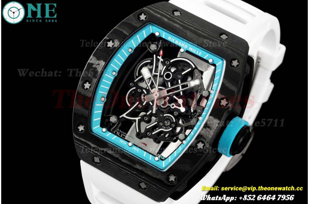 RM055 43mm Black NTPT/RU Skeleton on Blue Inner Bezel A9F RMUL2 Free Sprung