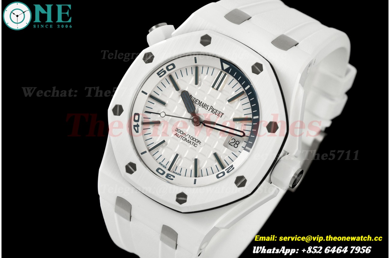 Royal Oak 15707CB 42mm White Ceramic/RU White Dial JF SA3120