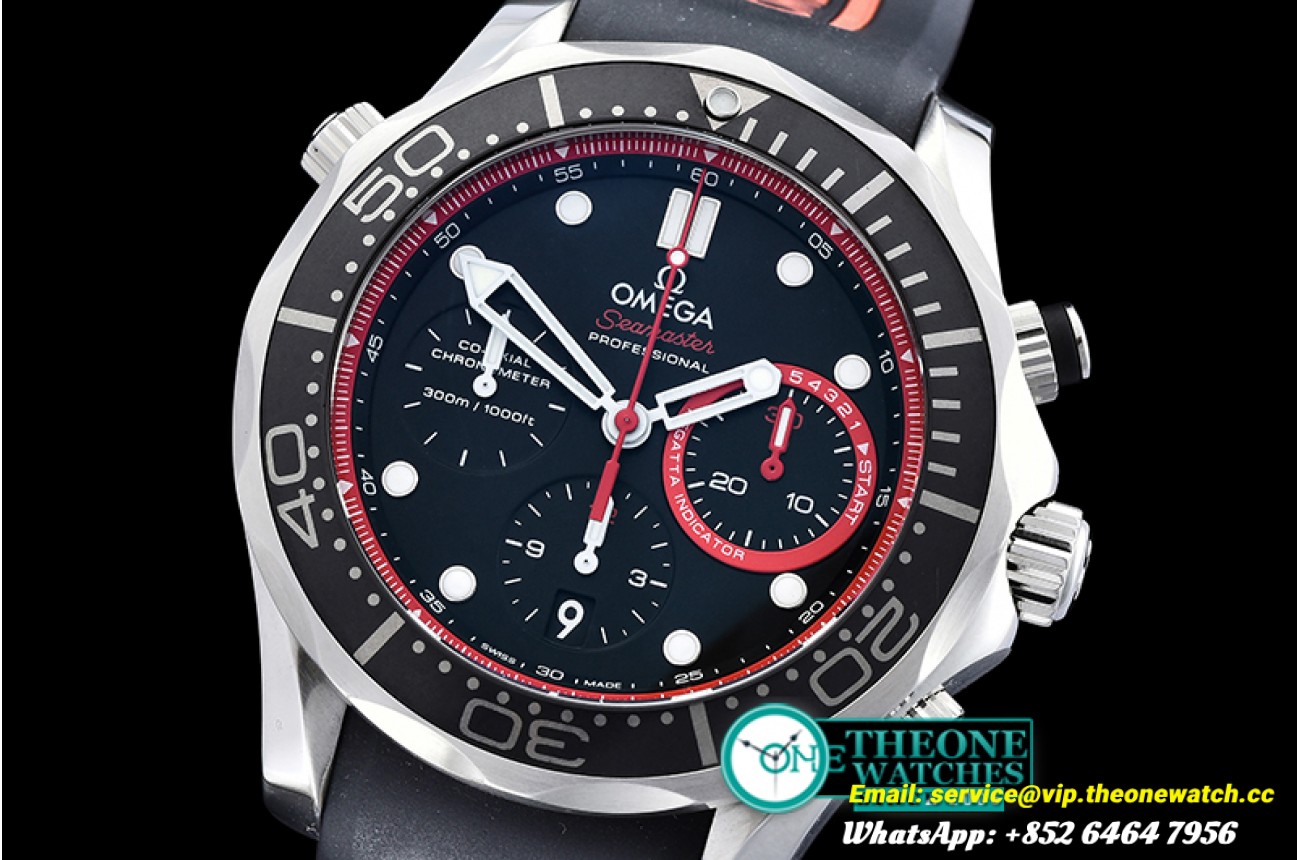 Omega - Seamaster 300M Chrono America Cup SS/RU Blk/Red BP A7750