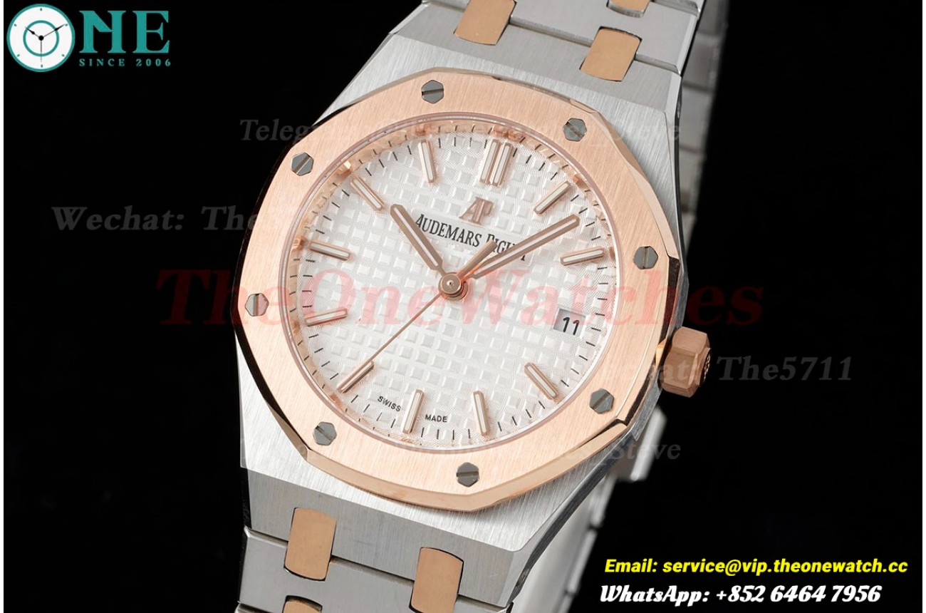 Royal Oak 77350 Ladies 34mm RG/SS White Dial 8F A5800