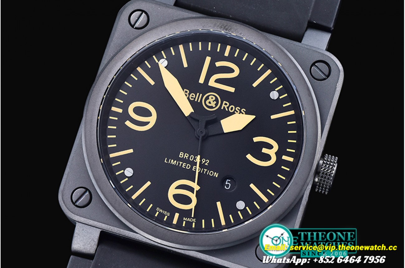 Bell & Ross - BR03-92 Limited Ed. PVD/RU Black/Org Miyota 9015