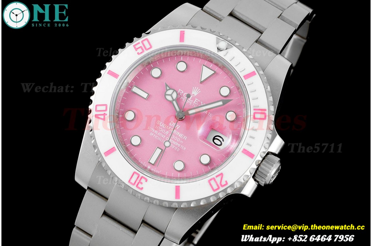 Submariner DIW 40mm 904L SS/SS  Pink Dial DIWF VR3135