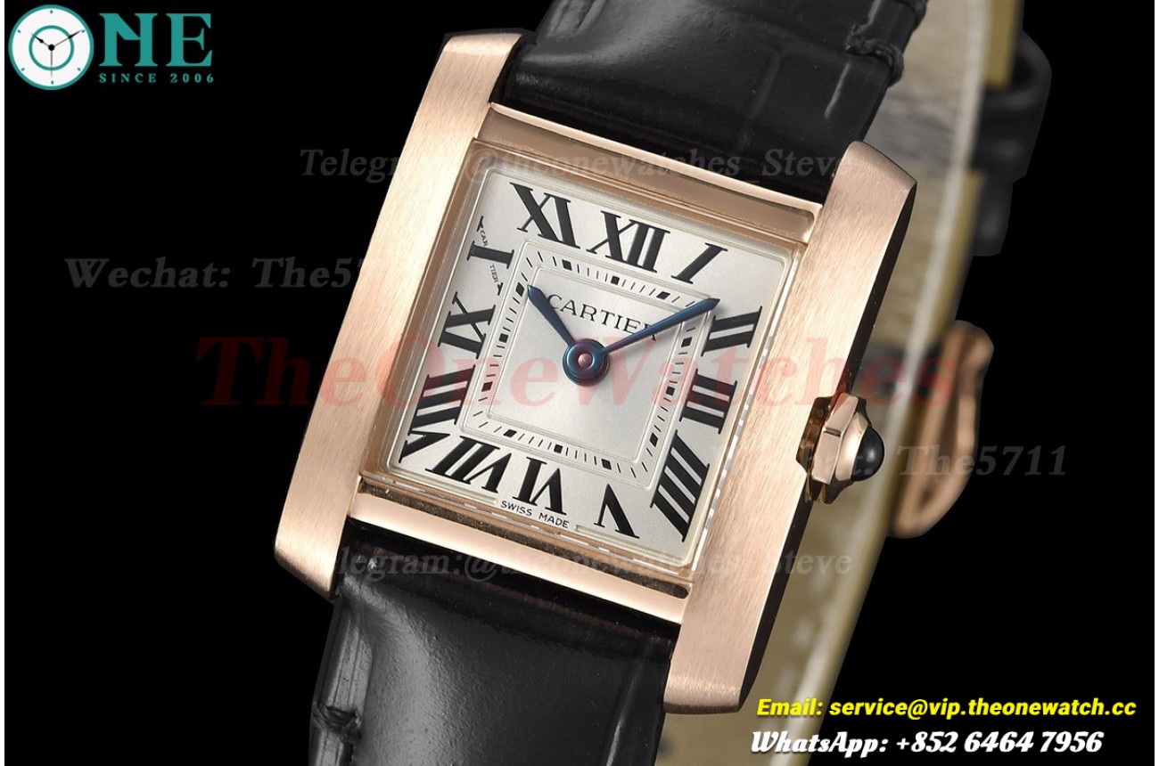 Tank Française 21.2mm Black RG/LE Silver Dial 8848F Quartz