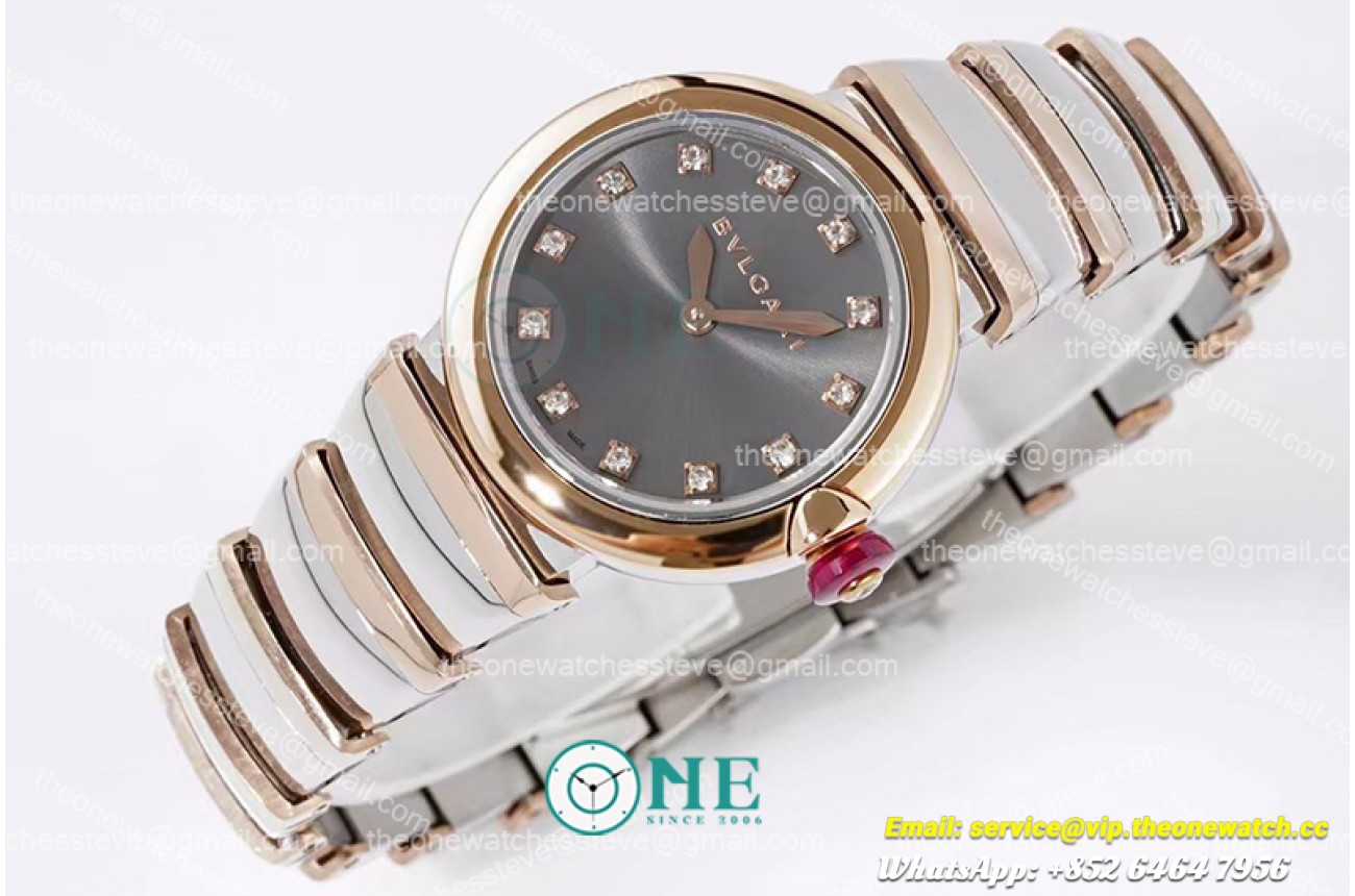 Bvlgari - Lvcea series 28mm RG/SS Grey/Dia BVF Swiss Qua