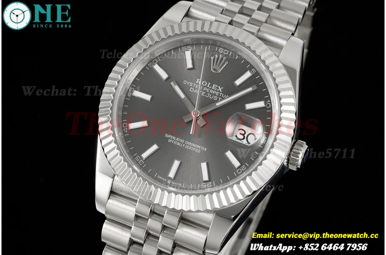 Datejust 41mm Grey/Stk SS/SS  Jubilee 904L DIW A3235