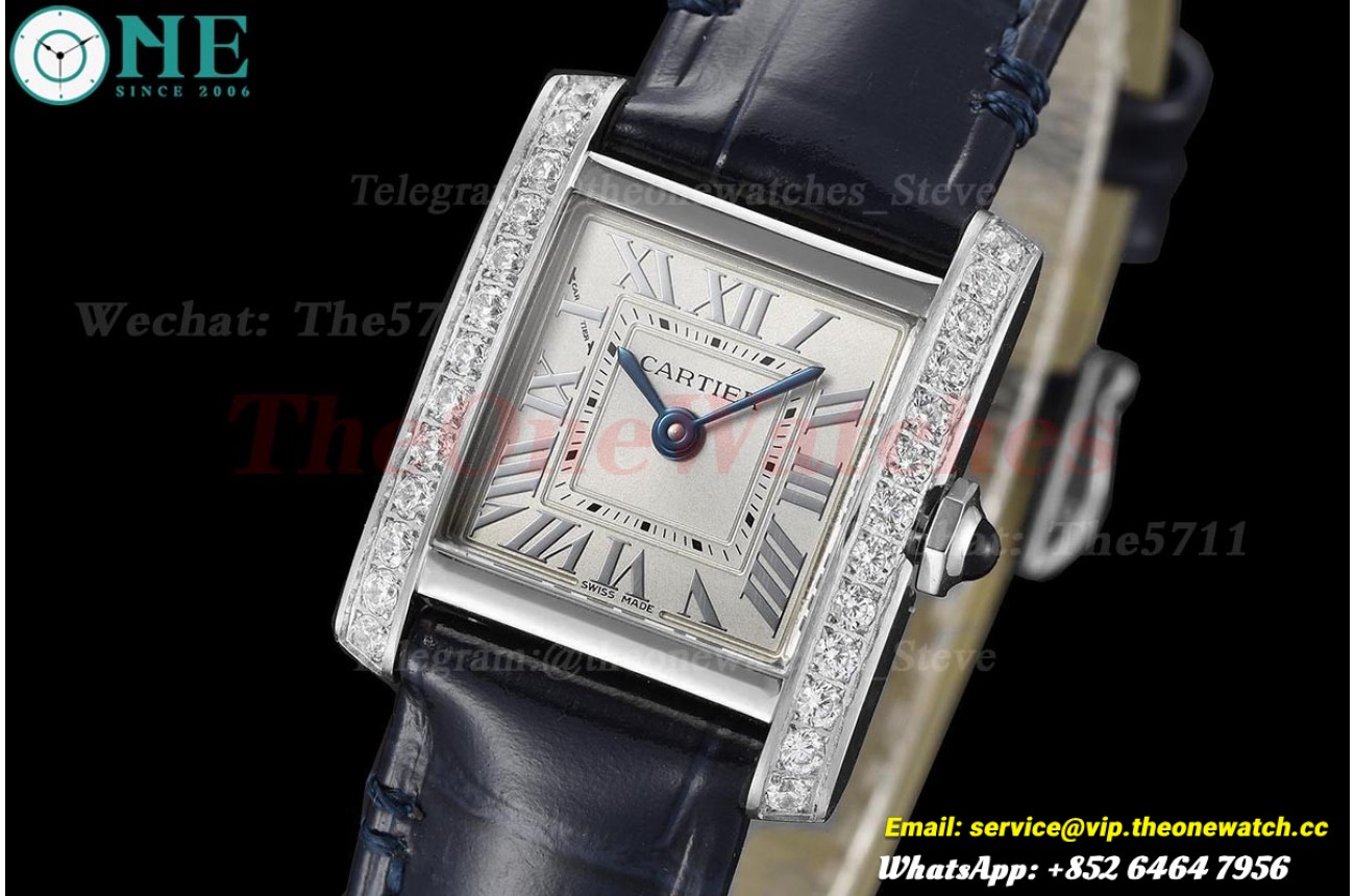 Tank Française 21.2mm Dia Blue SS/LE Silver Dial 8848F Quartz