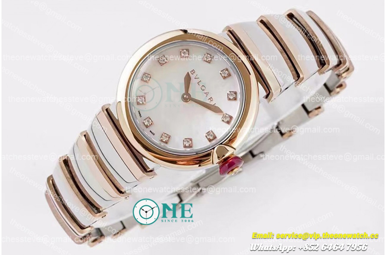Bvlgari - Lvcea series 28mm RG/SS Wht/Dia BVF Swiss Qua