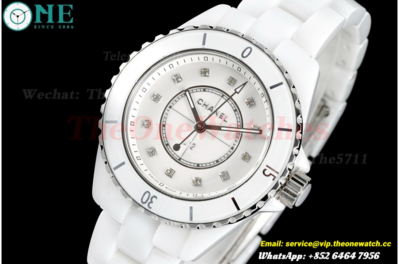 J12 33mm White Ceramic/Cer White/Dia HTF Quartz