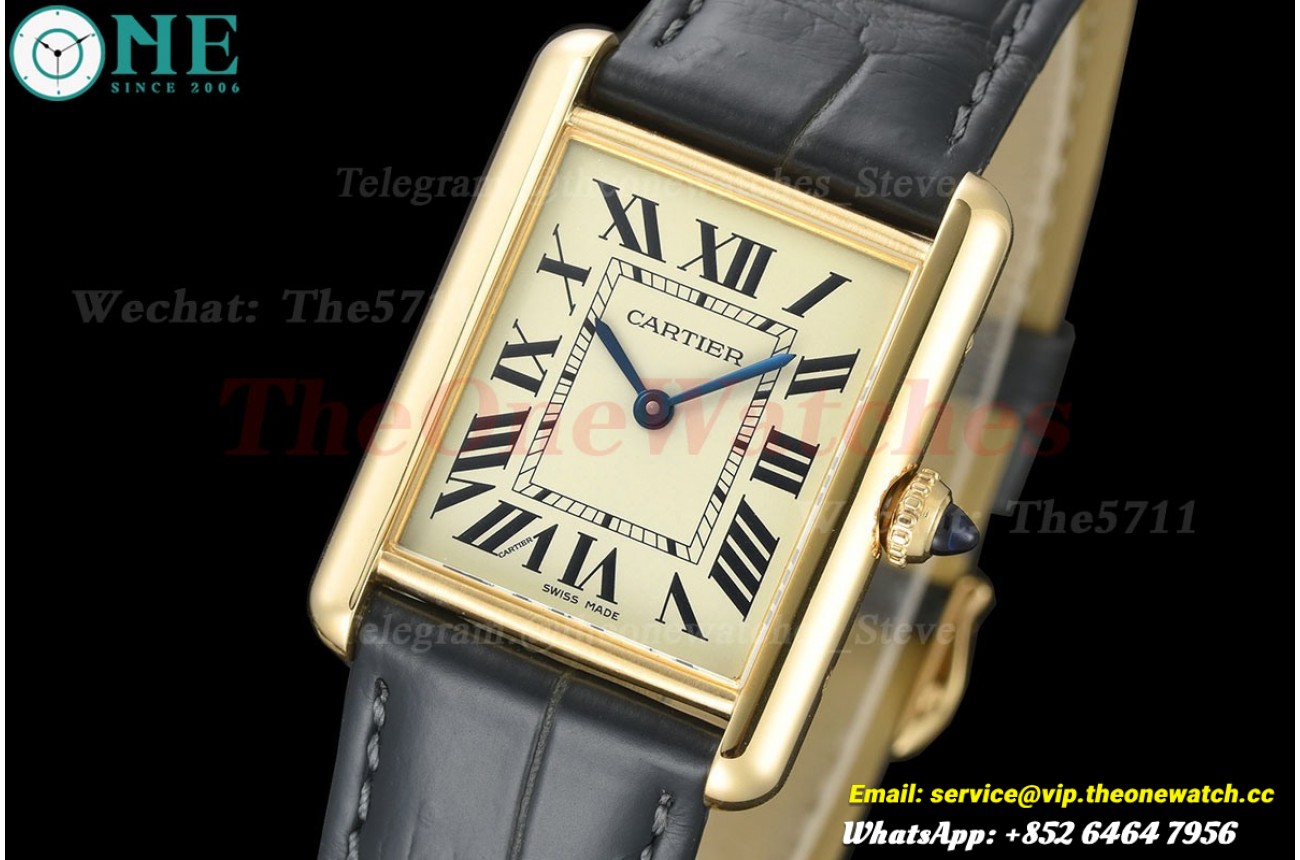 Tank Must 25.5mm Black  YG/LE White Dial DRF Quartz
