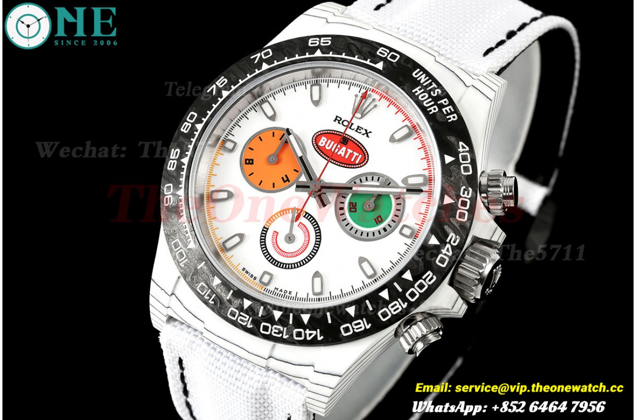 Daytona Diw 40mm 'Bugatti' White Carbon/NY White Dial ANTF SH4130