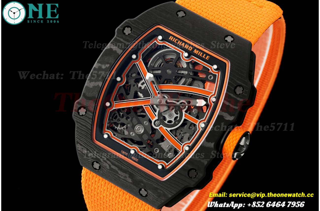 RM67-02 Black NTPT Skeleton Dial on Orange Elastic Strap UMI V2 CRMA7