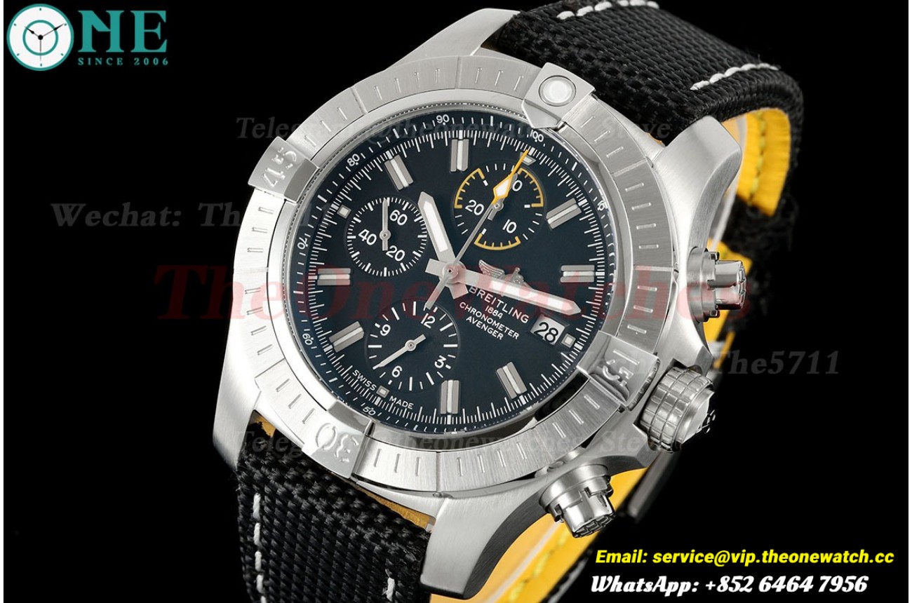 Avenger B01 Chrono 45mm SS/NY Black Dial TF A7750