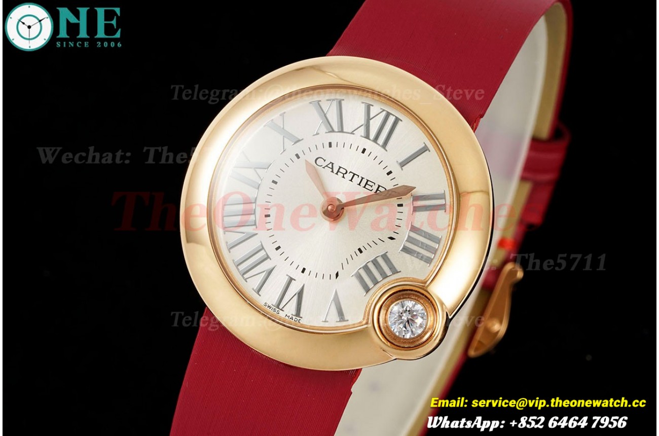 Ballon Blanc Ladies 30mm Red SS/SA Silver Dial AF Quartz