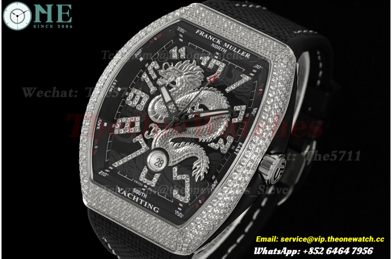 Yachting V45 Silver Dragon 44mm SS/NY Black Dial ABF A2824