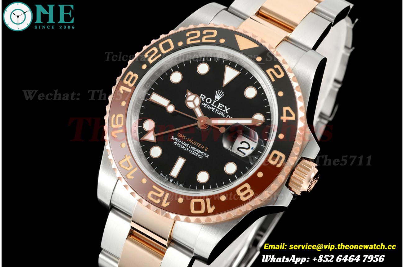 GMT Master II 126711 CHNR Rootbeer Oys 40mm RG/SS Black Dial QF VR3285