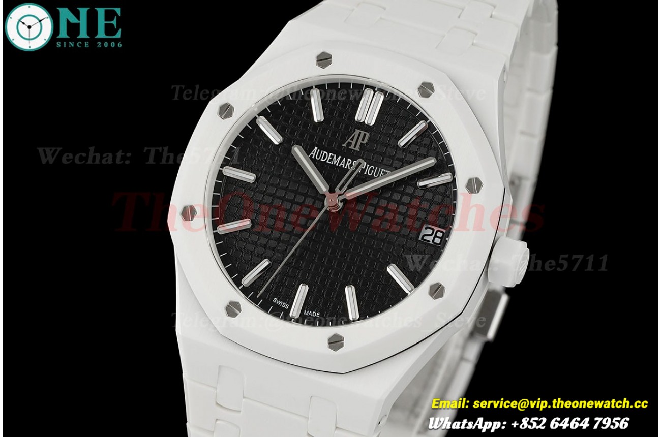 Royal Oak 41mm 15500 White Ceramic/Cer Black Dial APSF SA4302 Super Clone