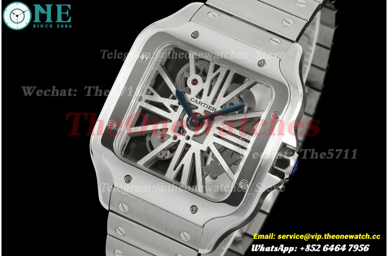 Santos De Cartier 40mm Grey Bezel SS/SS Skeleton Dial RICHF 9611MC Super Clone