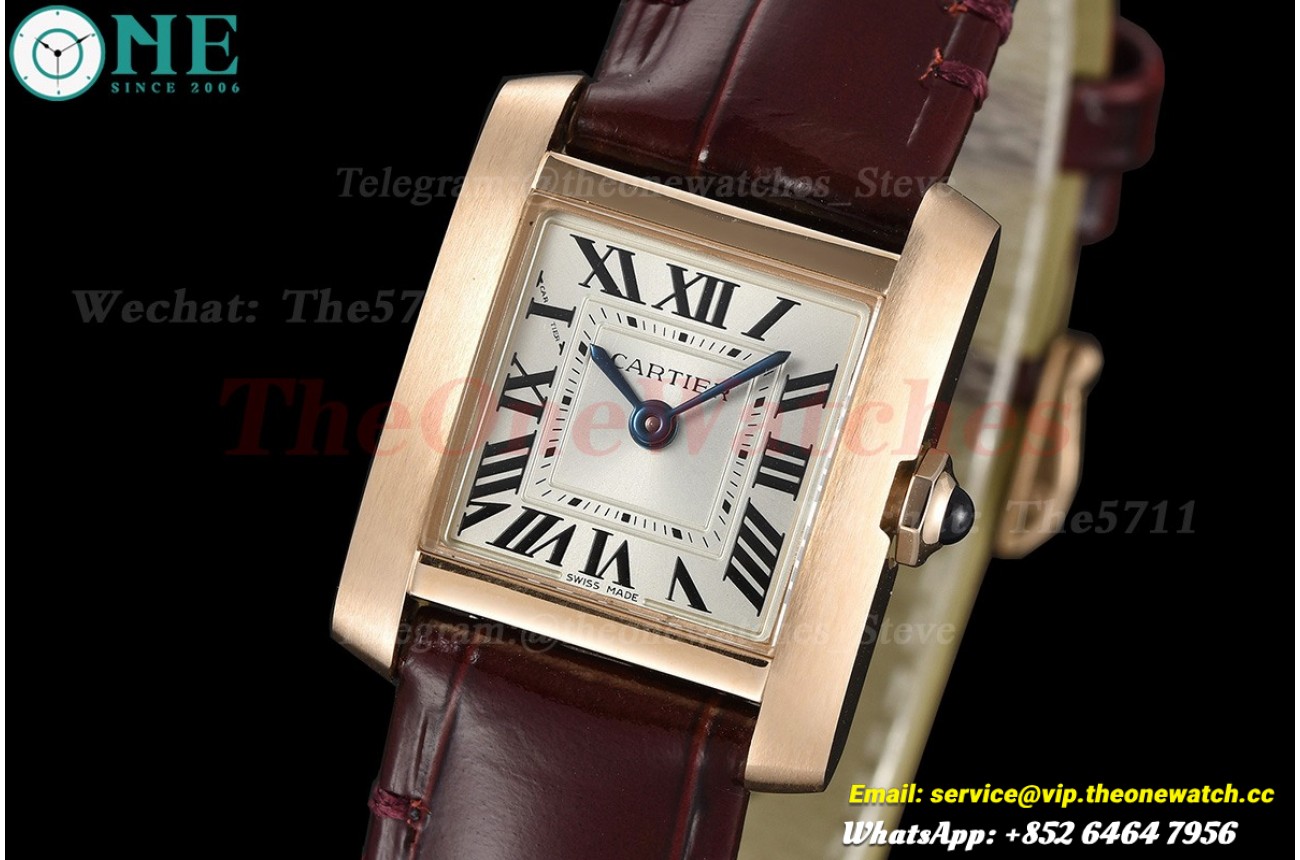 Tank Française 21.2mm Red RG/LE Silver Dial 8848F Quartz