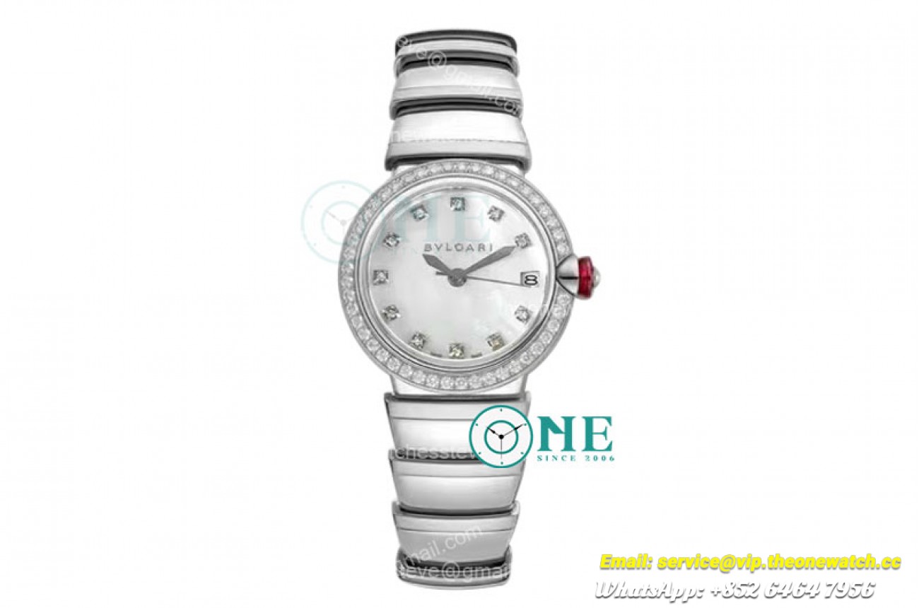 Bvlgari - Lvcea series 33mm SS/SS Wht/Dia Diam BVF 9015