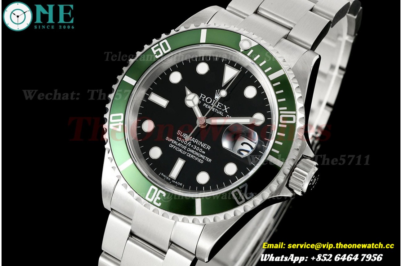 Submariner Vintage 16610LV Kermit 40mm SS/SS Black Dial ARF VR3135