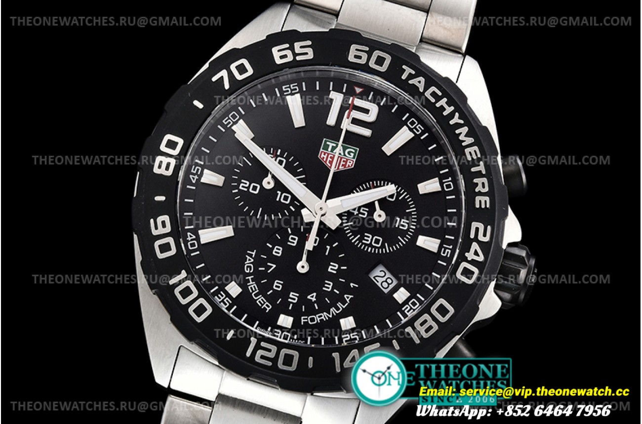 Tag Heuer - Tag F1 Chronograph SS/SS Black/Stick Swiss Qtz Chrono