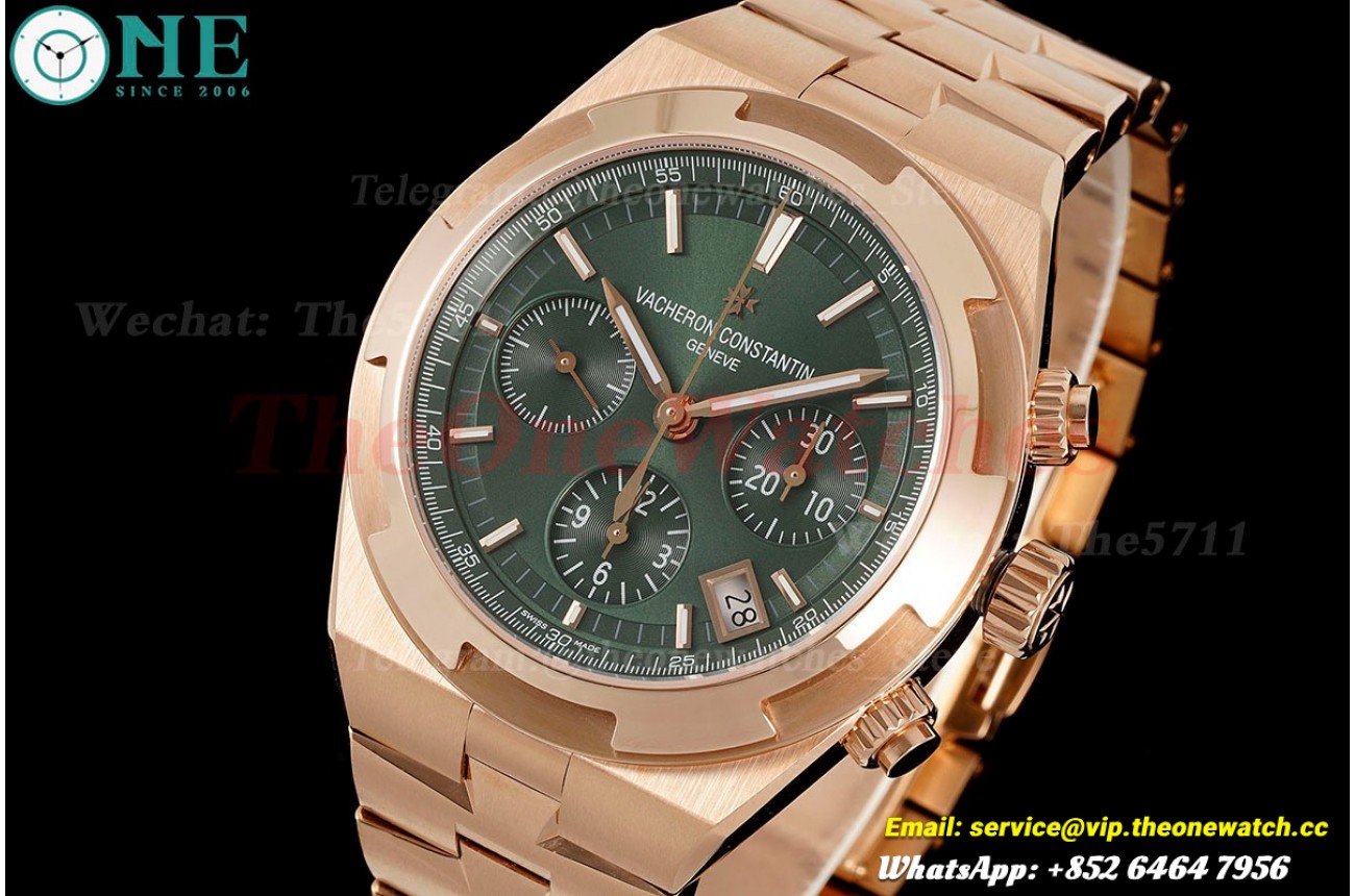 Overseas 5520V 42.5mm RG/RG Green Dial 8F A7750 Mod
