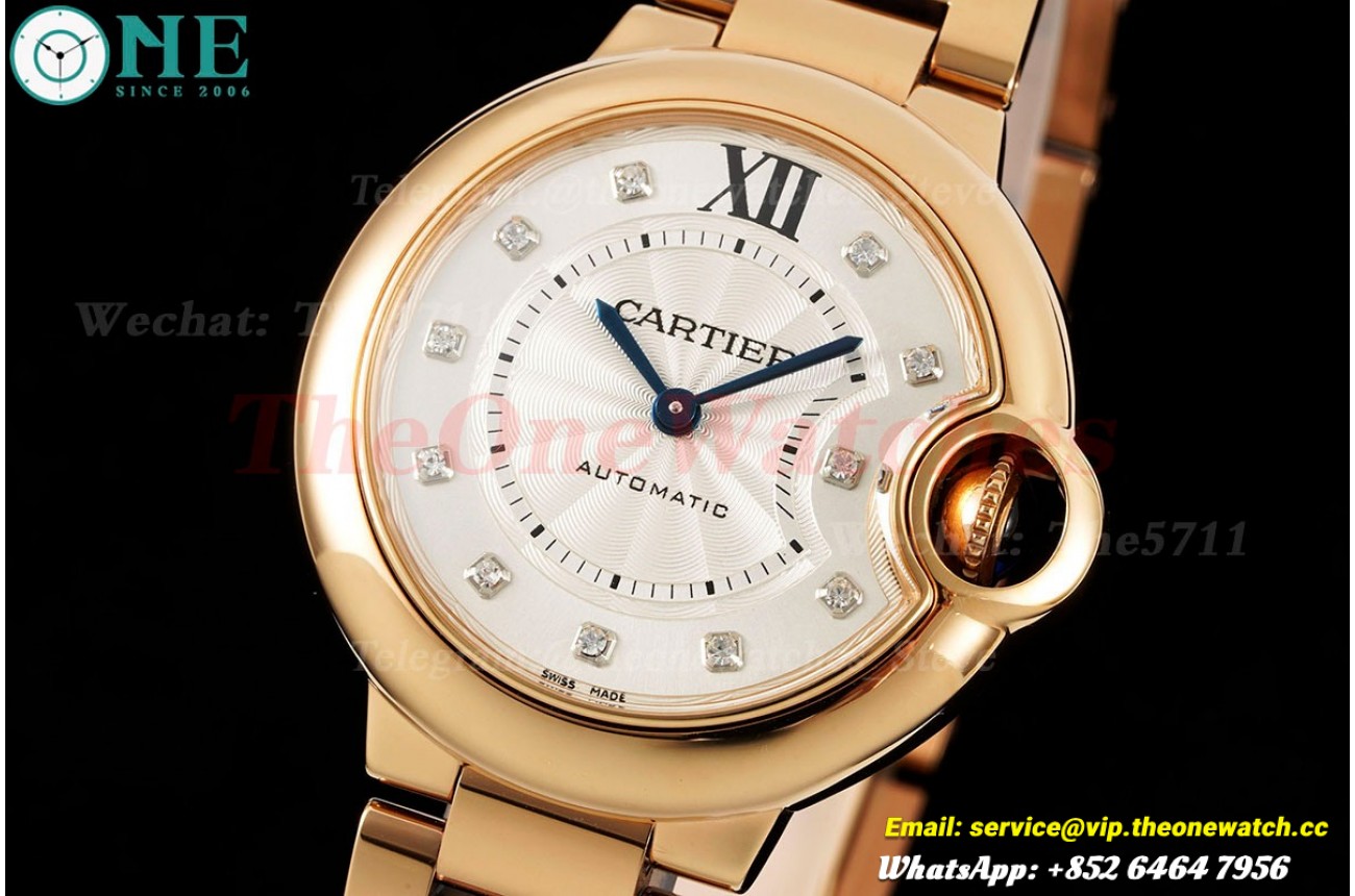 Ballon Bleu De Cartier RG/RG Wht/Dia 33mm Ladies 3KF A076